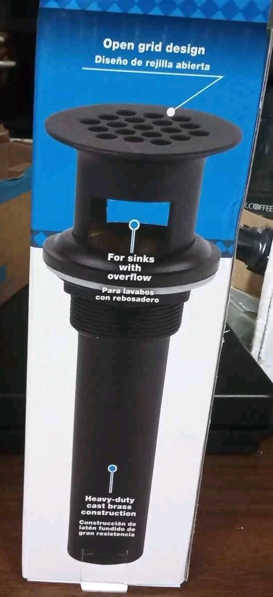 dearborn open grid sink drain matte Black.for sinks with over flow