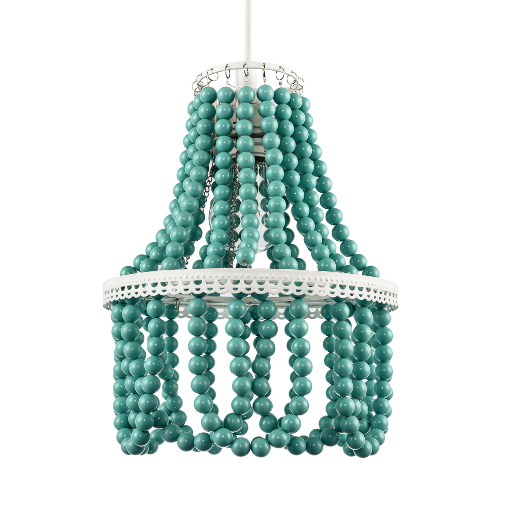 Shabby Chic Ornate Chandelier Pendant Shade with Round Duck Egg Pearls by Hap...