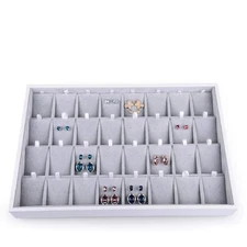 Oirlv Velvet Stackable Jewelry Tray 32 Grids Earrings Organizer Display Showc...