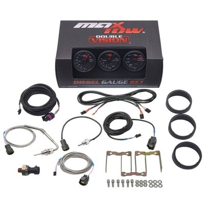 52mm MaxTow Double Vision Diesel Gauge Set- Boost, Pyrometer & Trans Temp Gauges