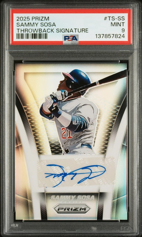 Sammy Sosa 2025 Prizm Throwback Auto Autograph Chicago Cubs PSA 9
