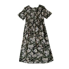 Betsy Lauren Vintage Multicolor Floral Print Short Sleeve Midi Dress Women's 14