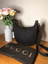 Gucci GG Canvas Croissant Crossbody Bag in Brown