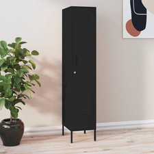 Locker Cabinet Black Steel 35x46x180cm 4-Shelf Lockable Ventilated Storage Tall