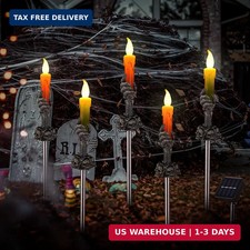 Halloween Decorations Outdoor, Solar Skull Pathway Lights Waterproof LED, Auto