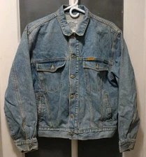 Vintage Jordache Jean Jacket Sz Large Trucker Blue Denim Biker Cotton Y2K Mens