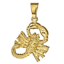 CLEVER SCHMUCK Skorpion Anhänger Gold 14 mm Sternzeichen aus 333 Gold