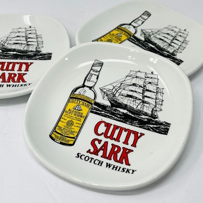 3pc Ceramic Cutty Sark Scotch Whisky Porcelain Plate Dish Richard Ginori Italy