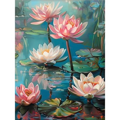 Diamond Art Kits for Adults Lotus, 5D Flowers Diamond Painting Kits for Adult...