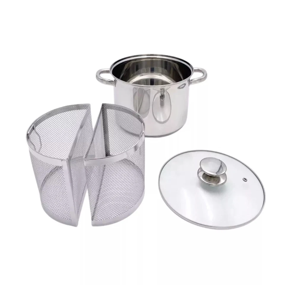 Spaghettiera pastarella Doppio Cestello 6 L In Acciaio Inox Triplo Fondo - Immagine 2 di 4