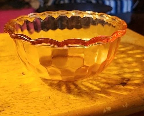 Vintage Anchor Hocking Fire King Peach Luster Bowl Honeycomb Pattern