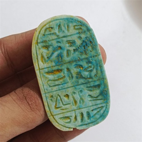Antique Egyptian scarab style w/ handmade coffin & hieroglyphic details Unique - Picture 12 of 14
