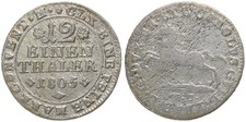 Old German States - Brunswick-Wolfenbüttel 1/12 Thaler 1805 - Silver Km#1000