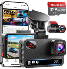TERUNSOUl 4K 4K Dash Cam Front and Rear, Free 128GB Card Included, 5.8GHz WiFi D