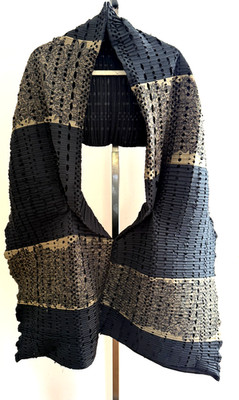 Arrey Kono Vintage Wrap Jacket Pleated Laser Cut black Gold Berlin Great Piece