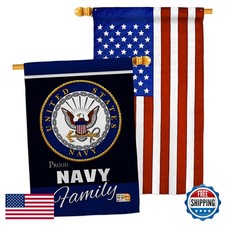 Navy Proudly Family House Flag 28 X 40 Double-Sided Made in USA