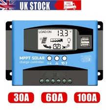 30A 40A 60A Solar Panel Battery Charge Controller LCD Regulator Dual USB 12V/24V