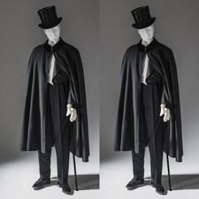 Bririah Black Men's Suit with Cape Formal Wedding Evening Party Prom Blazer Pant