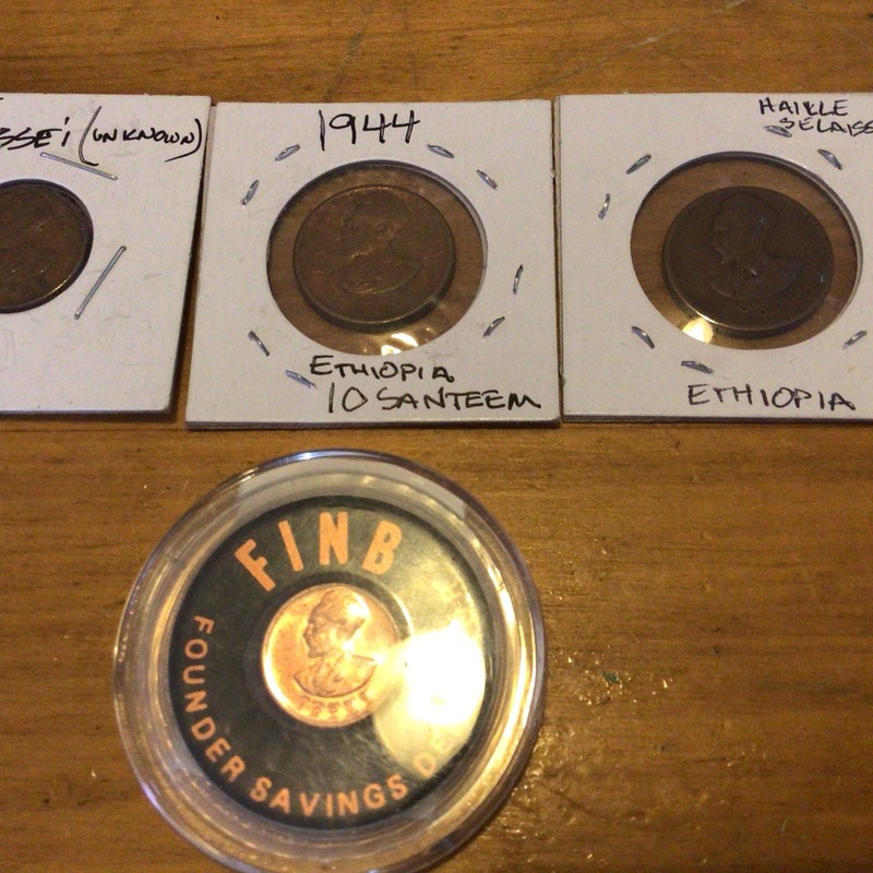 Mixed Lot (4) Ethiopia Haile Selassie I ,10 Santeem FINB bank Rasta