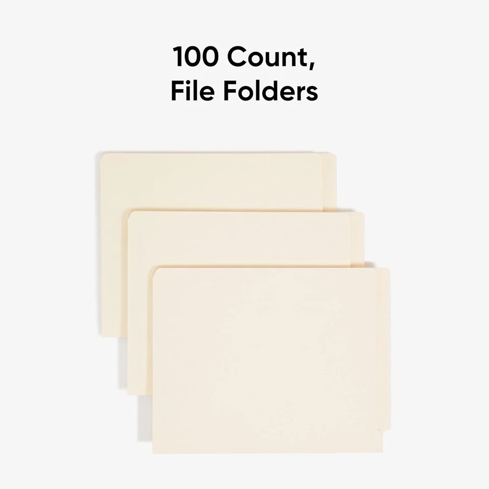 End Tab File Folders, 100 Count, Manila, Reinforced Straight-Cut Tabs, Letter Si - Image 3 of 4