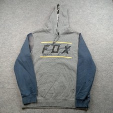 Sudadera con Capucha Fox Hombres Mediana Gris Azul Logo Gráfico Polar Sudadera Suéter Pullover*
