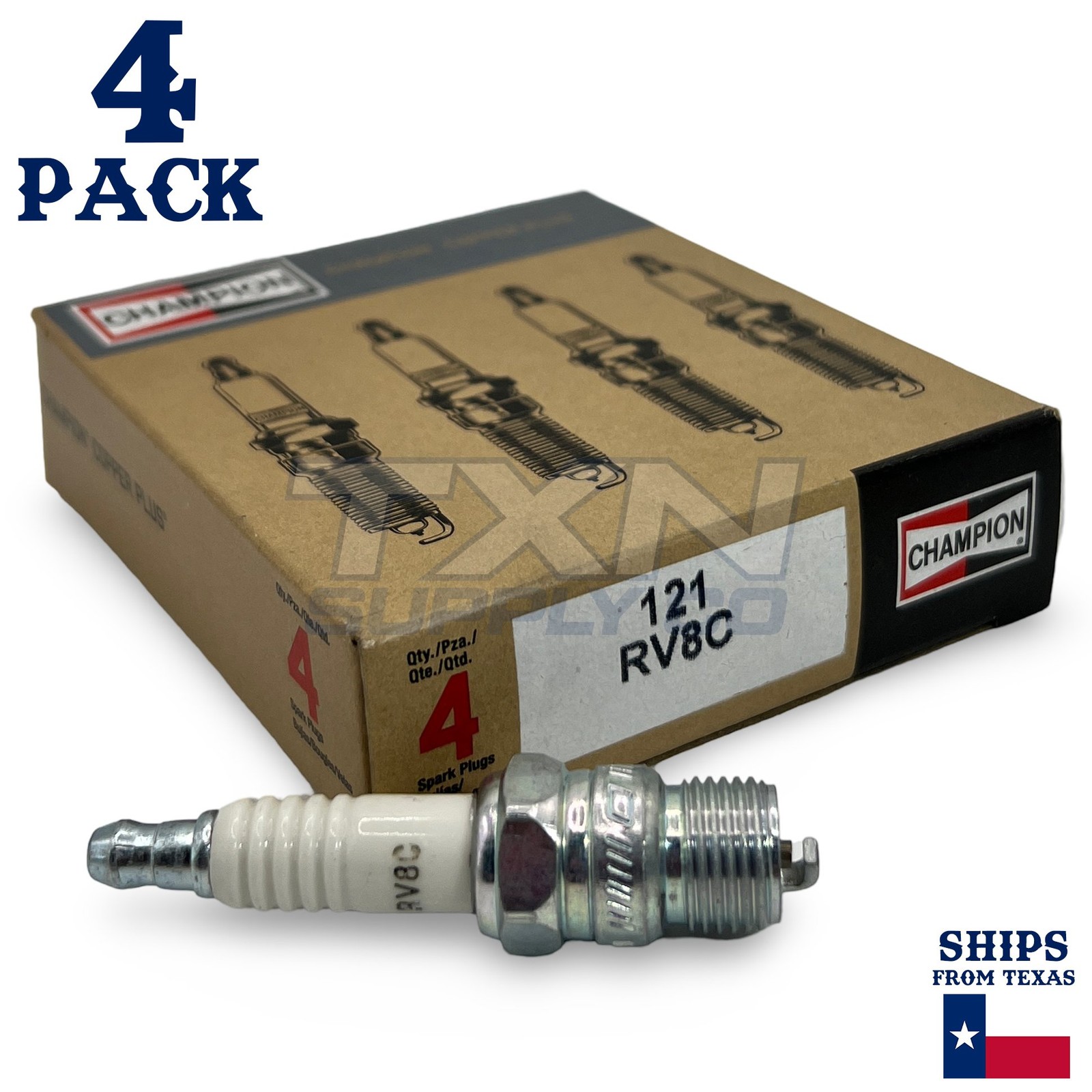 Champion 121 Copper Plus Spark Plug RV8C - 4 Pack