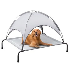 PRAISUN XL Outdoor Dog Bed with Canopy, Elevated Dog Bed, Textilene Mesh, Met...