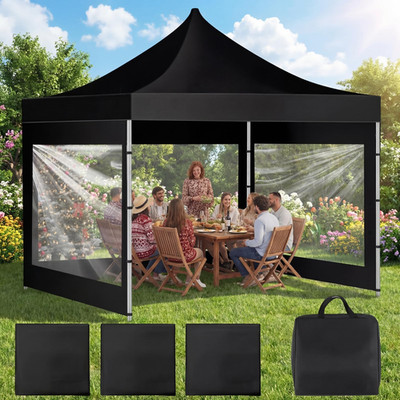 Smoothnovelty 3 Pcs Clear Canopy Sidewalls Black Storage Bag Window Sidewall