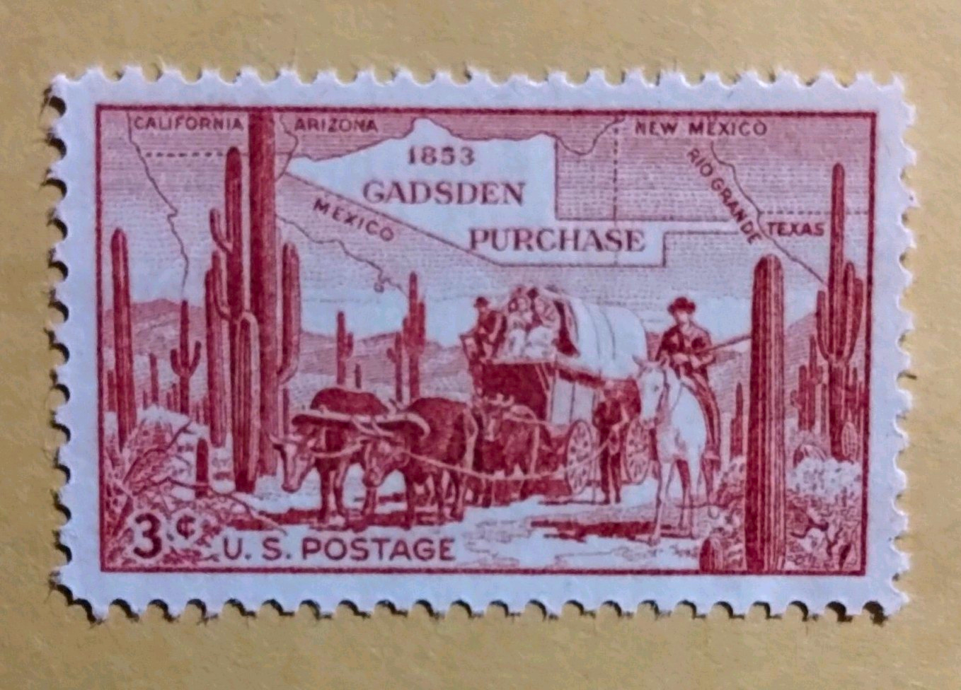 US Postage 3 Cent Red Gadsden Purchase Historical Events Stamp MNH Single