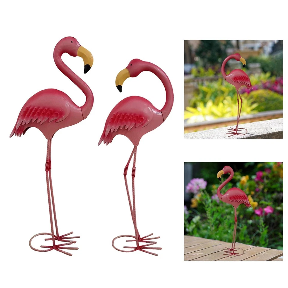 Garden Statue Flamingo Sculpture Pink Metal Yard Art for Yard Garden Balcony - image 2 of 2