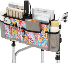 Walker Basket, Folding Walker Bag with Cup Holder, Walker Accessories for Senior