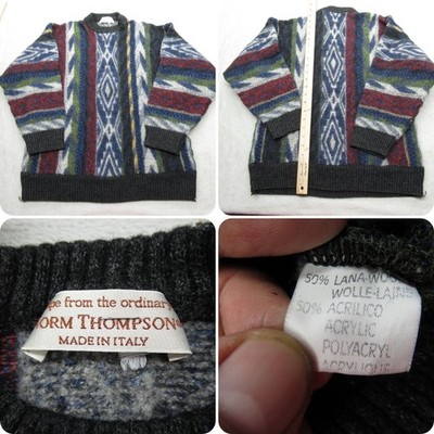 Norm Thompson Sweater Womens Small Blue Wool Blend Coogi Style 3D Knit Italy VTG