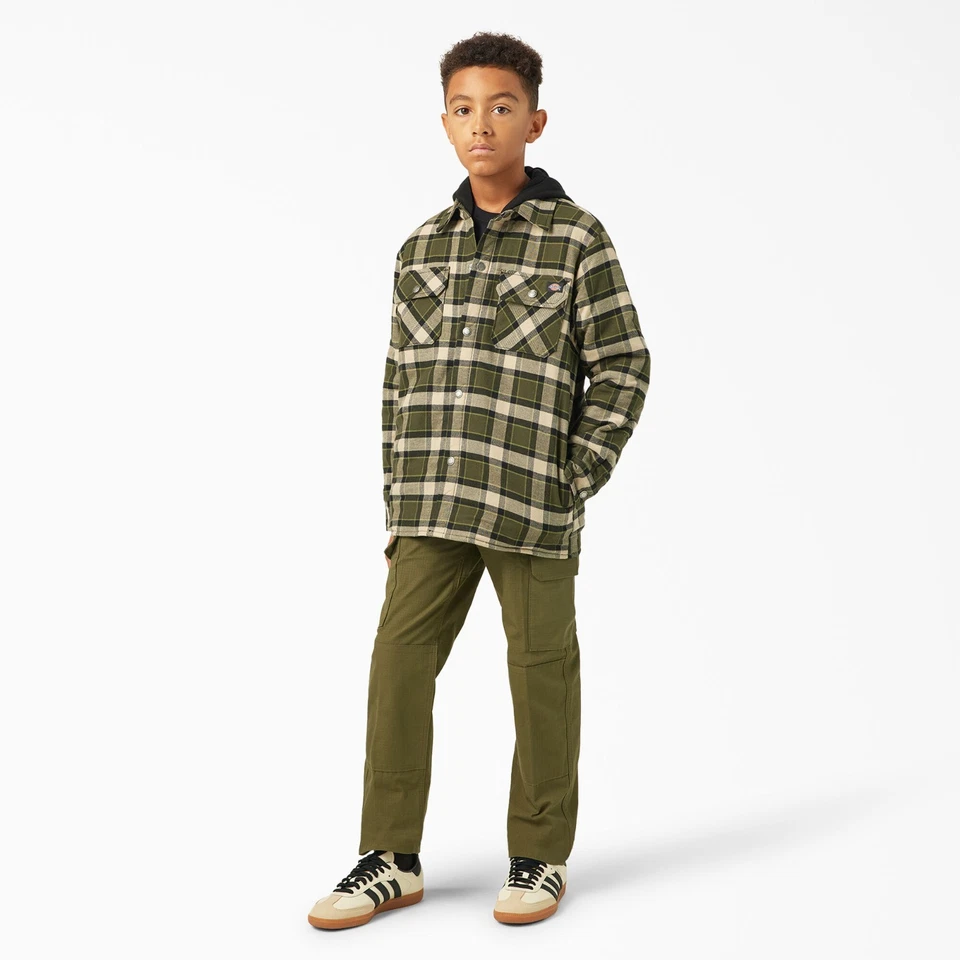 Dickies Kids Flannel Shirt Jacket Size M (10y-12y) Moss Green NWT MSRP $49.99 - Image 4 of 4