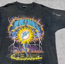 Vintage 90s Miami Dolphins Storm T Shirt NFL Football Fan Sportswear - XL RARE