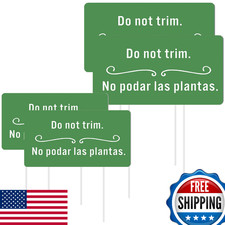 Soaoo 4-Pcs Corrugated Plastic Do Not Trim Yard Signs w/ Stakes 6.2x3.3 Inch