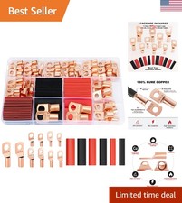 160pcs Copper Wire Lugs Connectors Kit AWG 12 10 8 6 4 2 with Heat Shrink, 80...