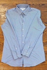 Mizzen Main Blue White Check Button-Up Shirt Trim Fit Long Sleeve Men's XL
