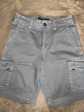 American Eagle Outfitters Men's Gray Cotton Cargo Shorts Button Closure Pockets