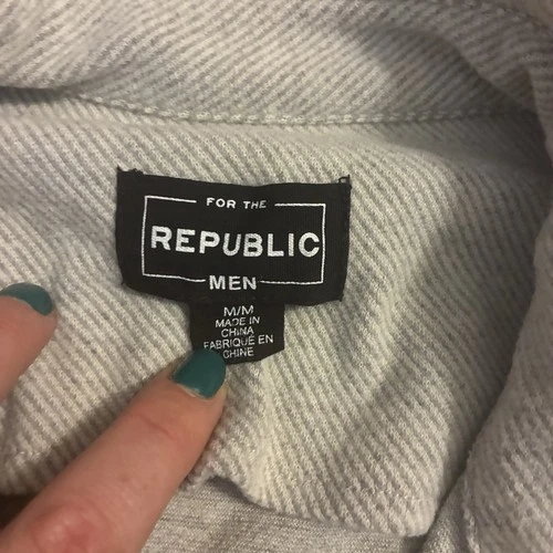 For The Republic Men M Gray Button Fleece Flannel Shirt Jacket Workwear Gorpcore image 3