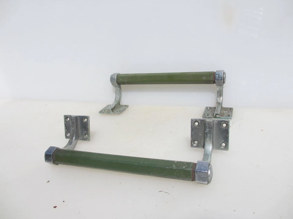 Vintage Chromed Brass & Bakelite Door Handles Shop Pulls Old Pub Cinema Deco 10" - Image 4 of 4