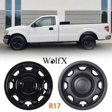For 2010-2025 F-150 XL 17" Black Wheel Skin Hub Caps 8 Slot R17 Steel Rim Covers