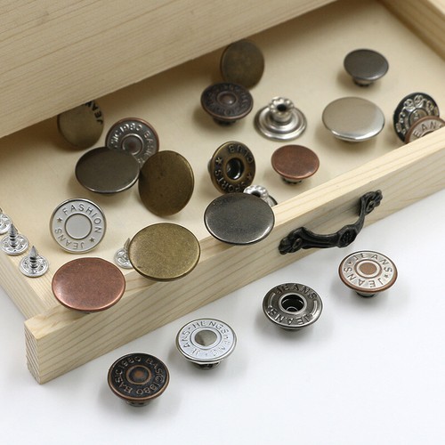 10Pcs 17mm Replacement Hammer On Buttons With Tack Alloy Studs Denim Jeans Coat - Picture 2 of 11