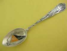 Rare Sterling & Enamel SHEPARD Souvenir Spoon INDIAN handle KEE MAR college