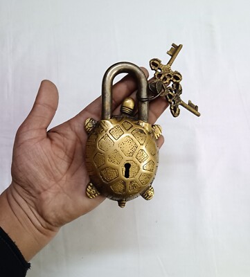 Tortoise Design Tricky Lock with 02 Pieces Brass Sea Turtle Door Padlock CA907