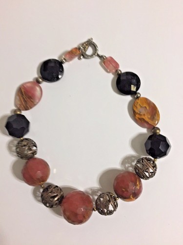 Mode Grob Bronze Filigran Kugeln Braun Schwarz Rund & Flach Perlen Halskette 18" - Bild 3 von 5