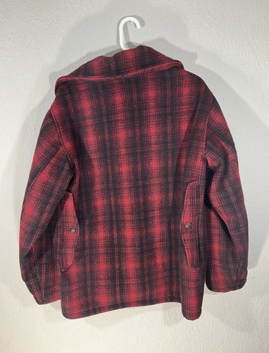 Vtg Woolrich Woolen Mills 503 Mackinaw Red Buffalo Plaid Wool Hunting Coat Sz 42 - Picture 8 of 11