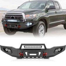 Front Bumper W/ Sensor Holes + Skid Plate + D-rings For 2007-2013 Toyota Tundra