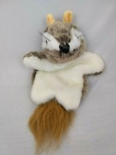 Chipmunk Hand Puppet Plush Brown Gray White 10" 14" with Tail