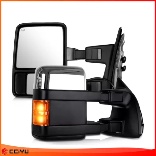 Power Heated Tow Mirrors Chrome Signal Side Fits 2008-16 Ford F250 SuperDuty
