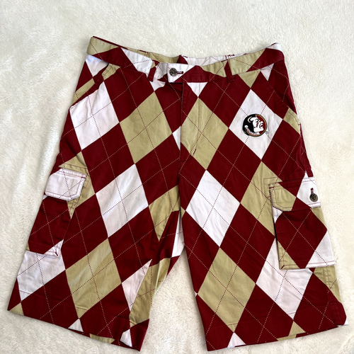 Florida State Seminoles FSU Mens 37 Cargo Shorts Loudmouth Argyle Stretch Golf